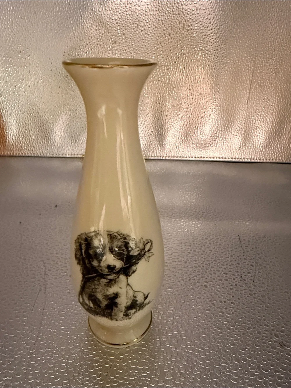 Vintage Small World Greetings Porcelain Bud Vase with King Charles Spaniel